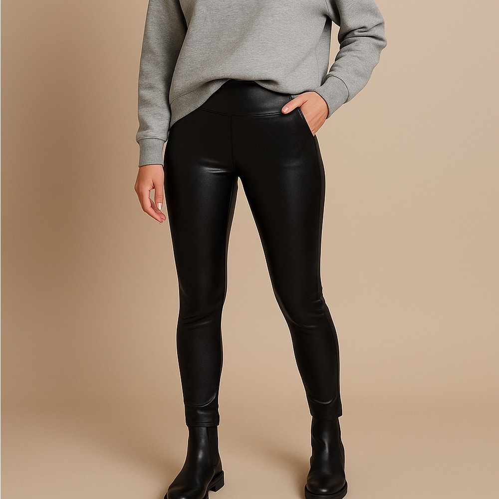 Spanx Faux Leather High-Waist Leggings | Black | Size S